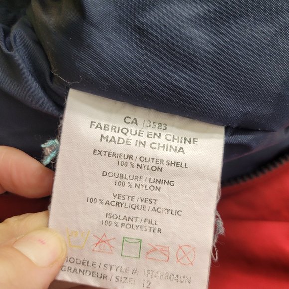 Mini Ungava Baby Toddler Hooded Snow Suit Red Blue Zippered Faux Fur Trim 12Mon - Picture 14 of 14